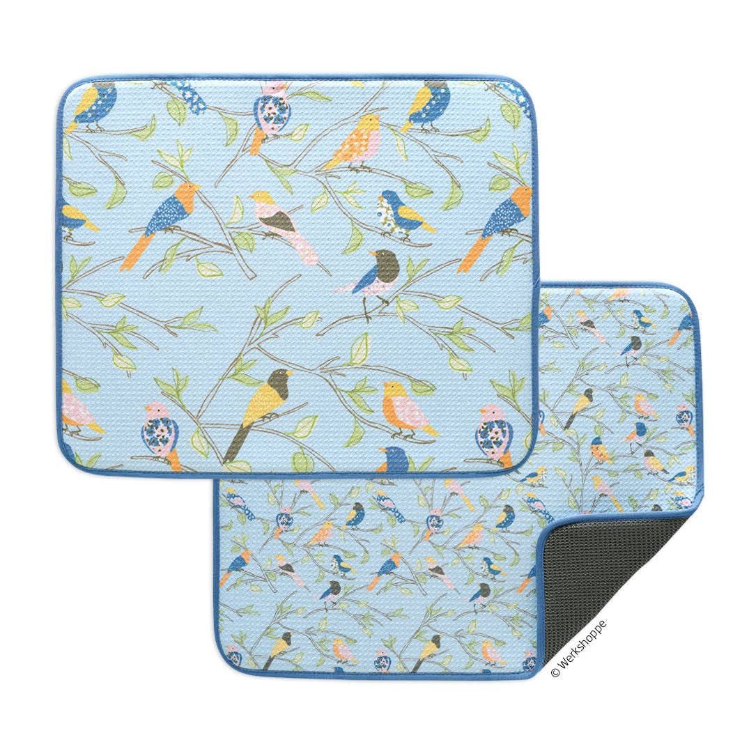 Floral Finch & Friends Dish Drying Mats, Set of 2 - The Preppy Bunny