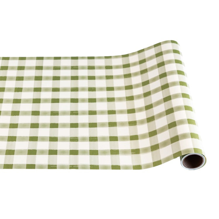 Moss Painted Check Table Runner - The Preppy Bunny