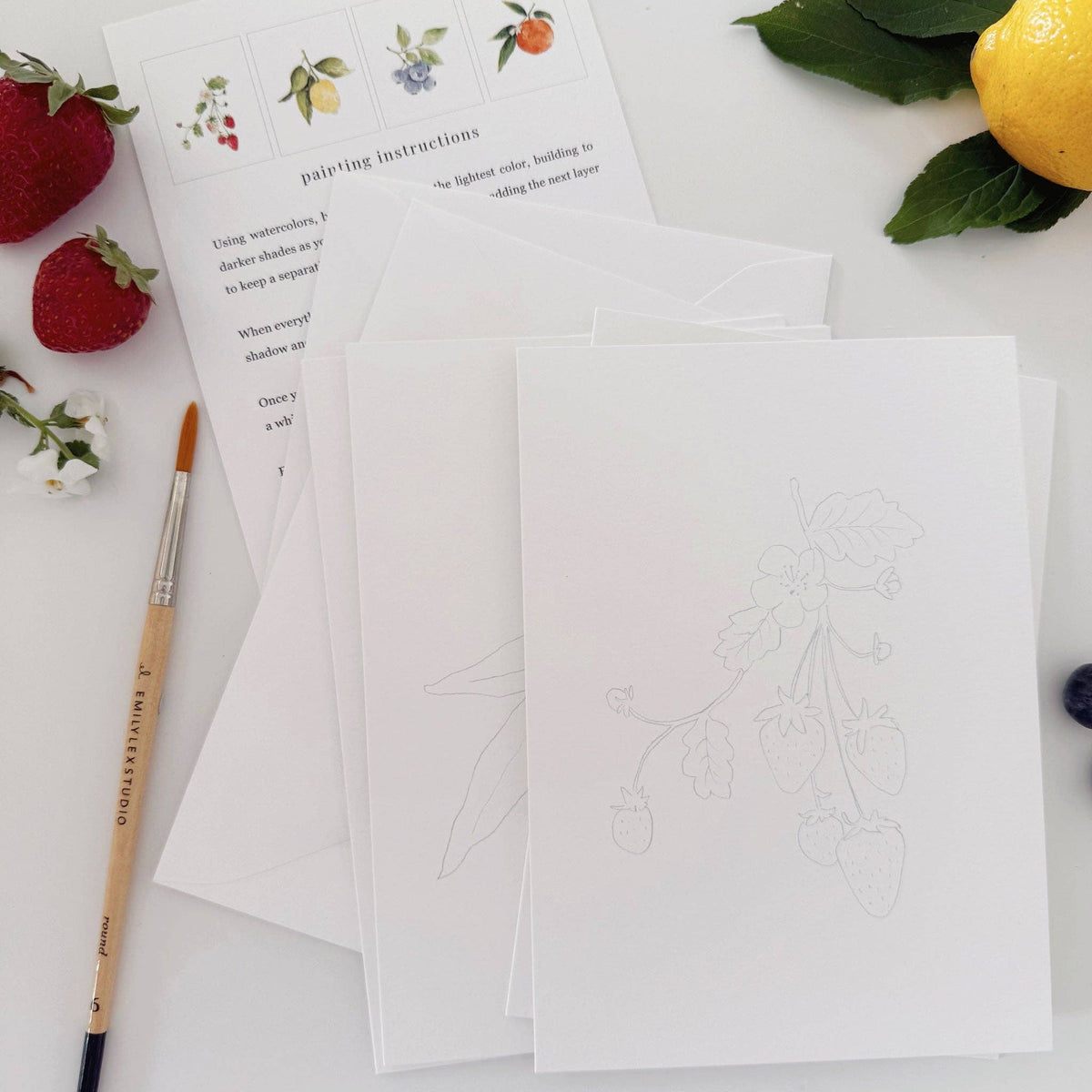 Fruit Paintable Notecards - The Preppy Bunny