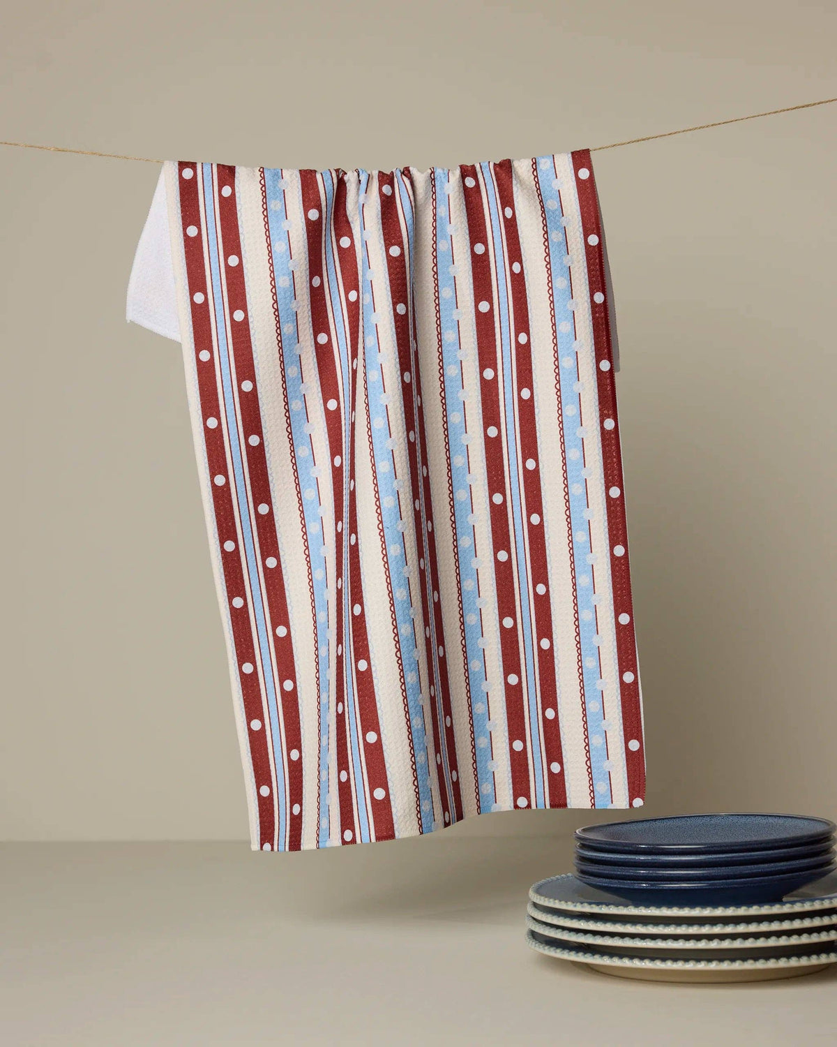 Blue Skies Stripes Tea Towel by Geometry