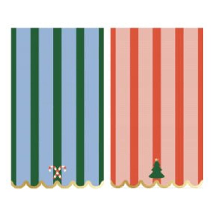 Whimsical Dual Striped Paper Guest Napkins - The Preppy Bunny