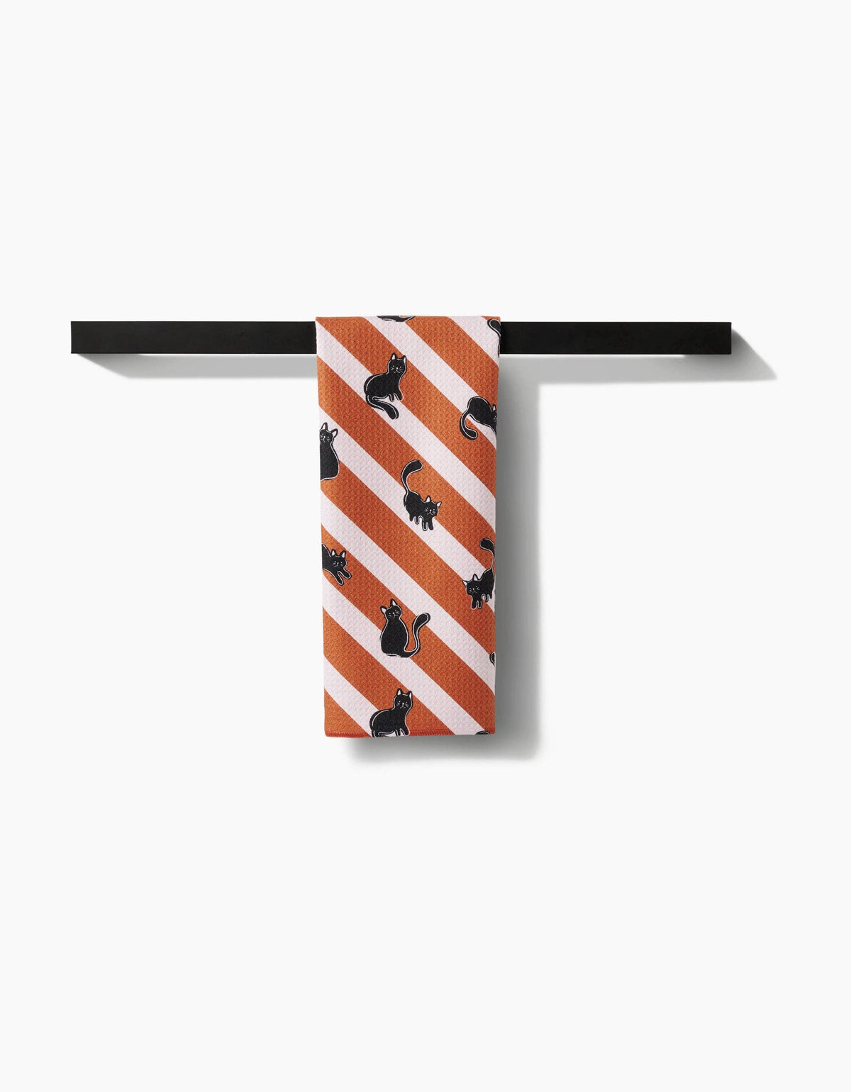 Striped Black Cats Orange Tea Towel by Geometry - The Preppy Bunny