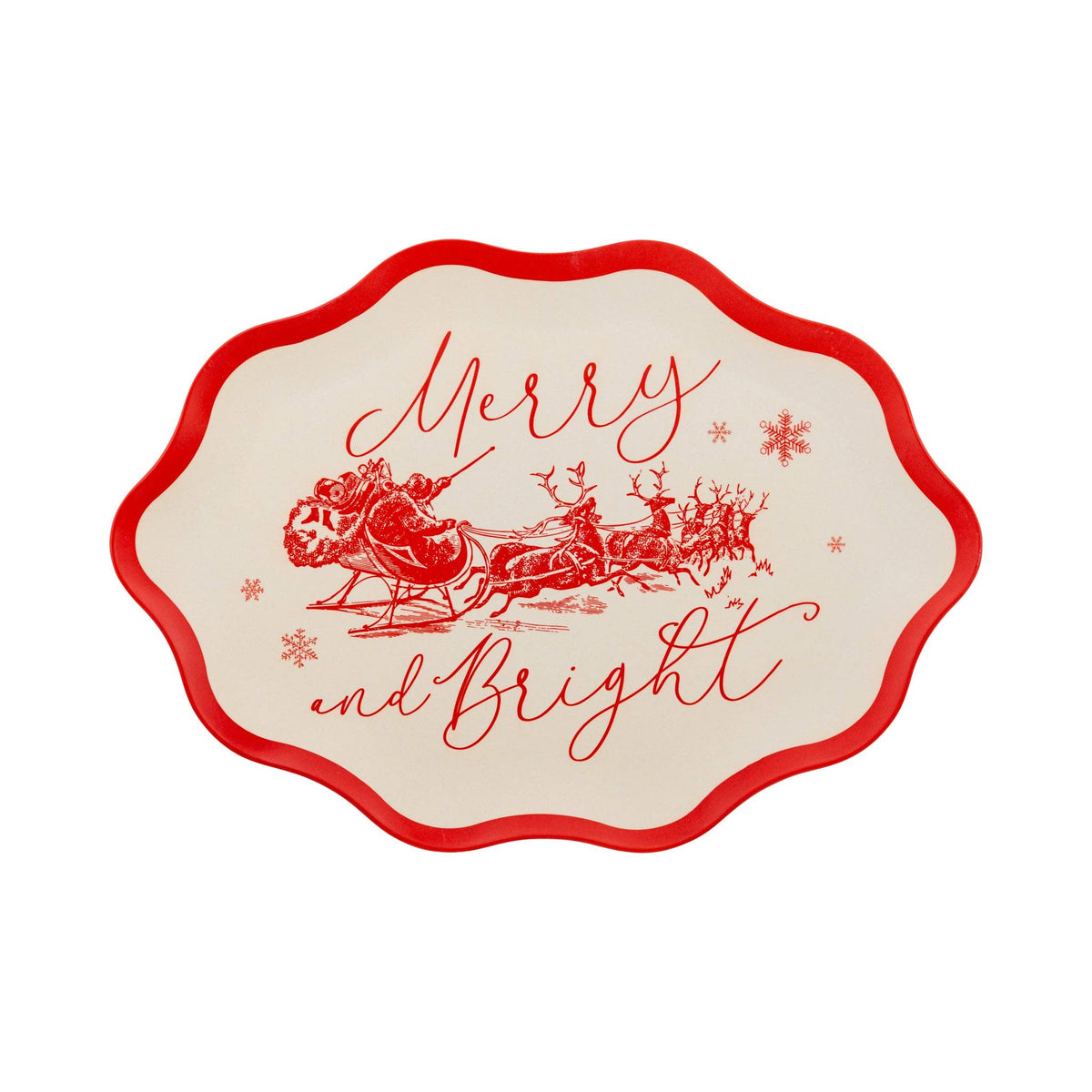 Red Vintage Merry Christmas Bamboo Tray - The Preppy Bunny