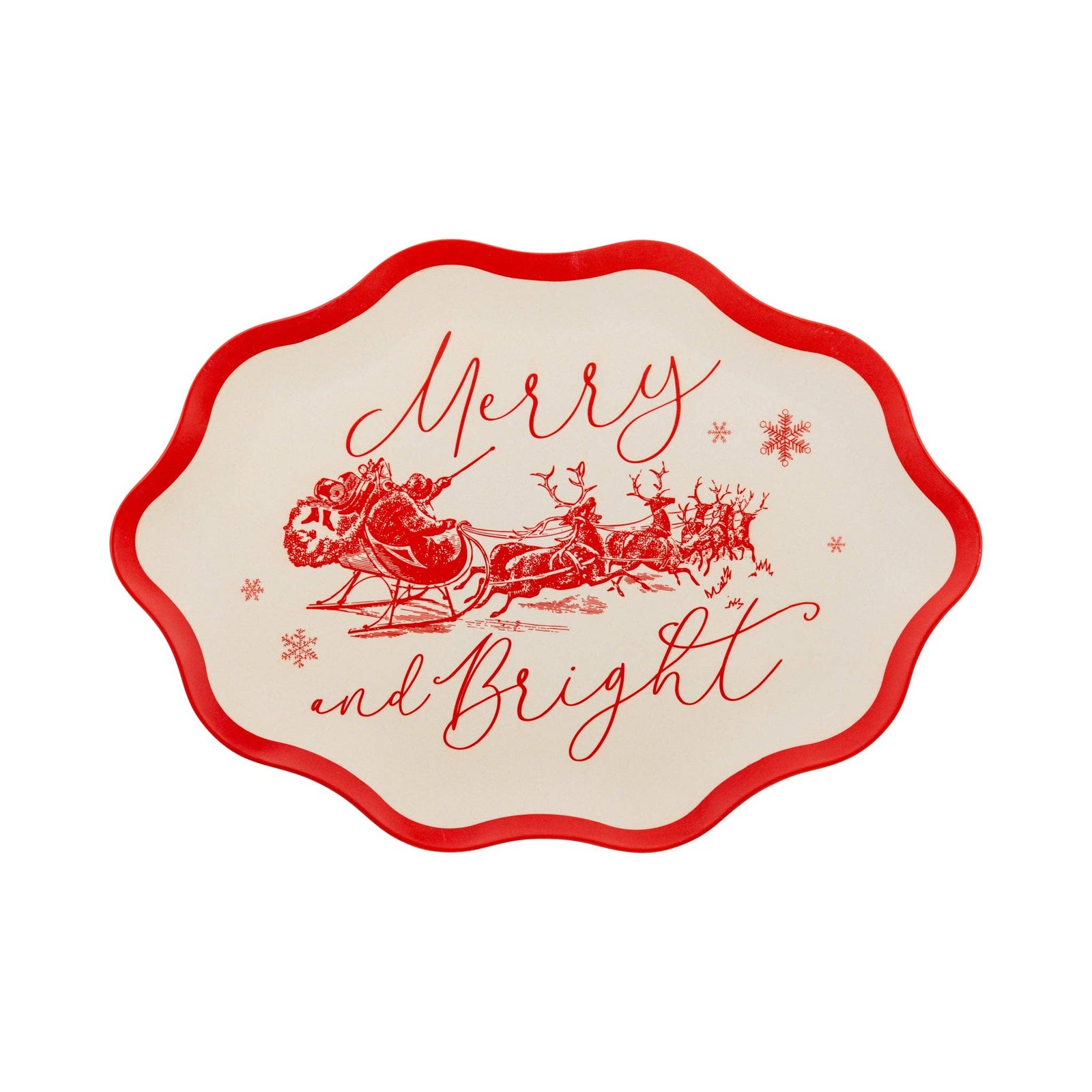 Red Vintage Merry Christmas Bamboo Tray - The Preppy Bunny