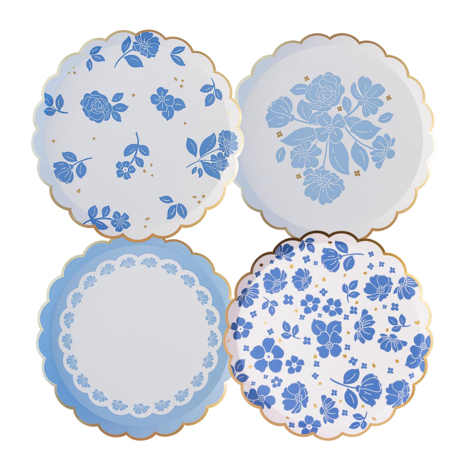 BELLE BLUE ELEGANT FLORAL DESSERT PLATES - The Preppy Bunny