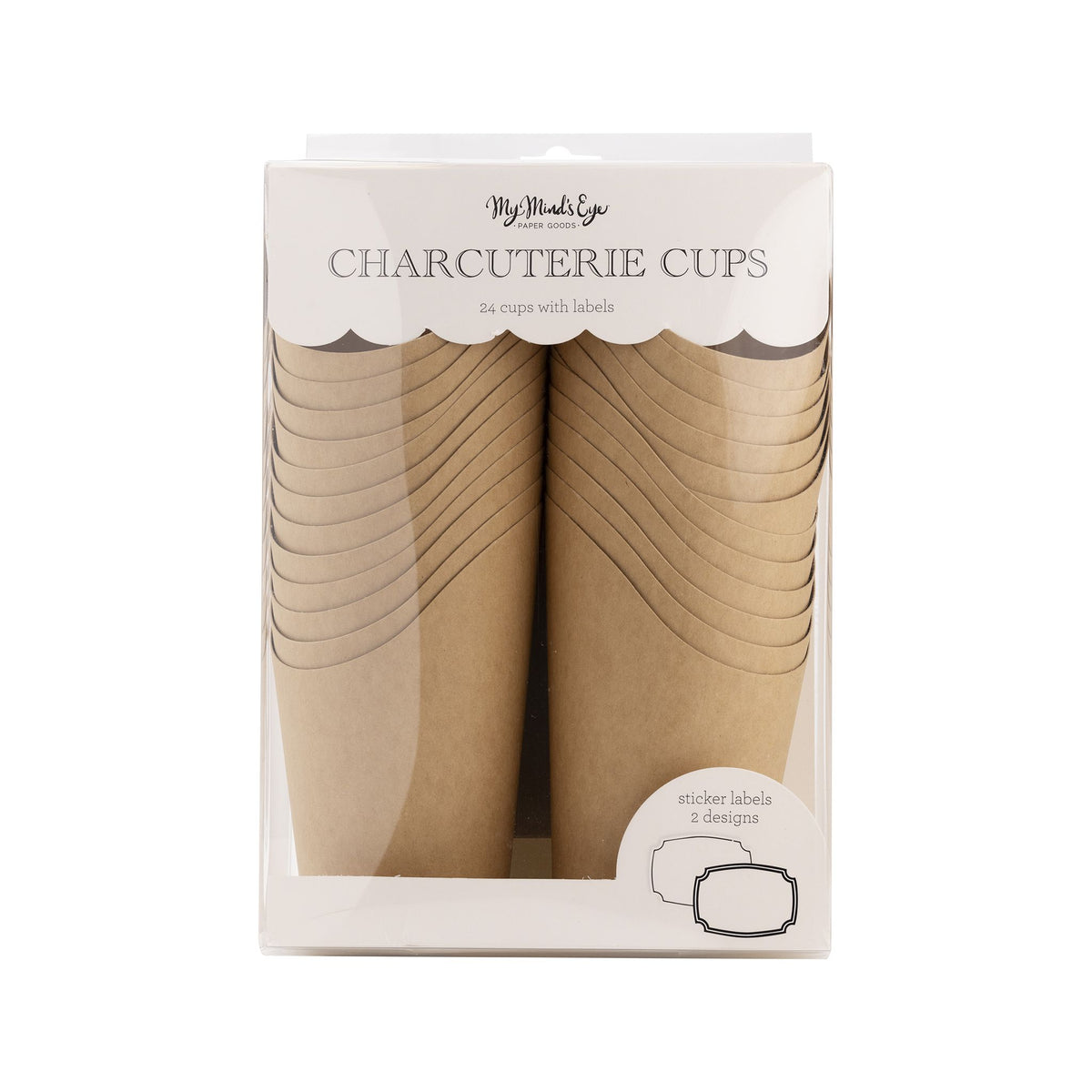 Kraft Charcuterie Cups with sticker labels (24ct) - The Preppy Bunny