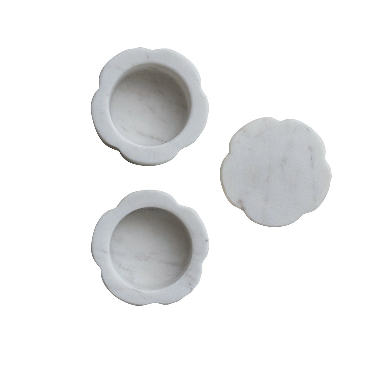 Marble Scalloped Stackable Pinch Pots w/ Lid - The Preppy Bunny
