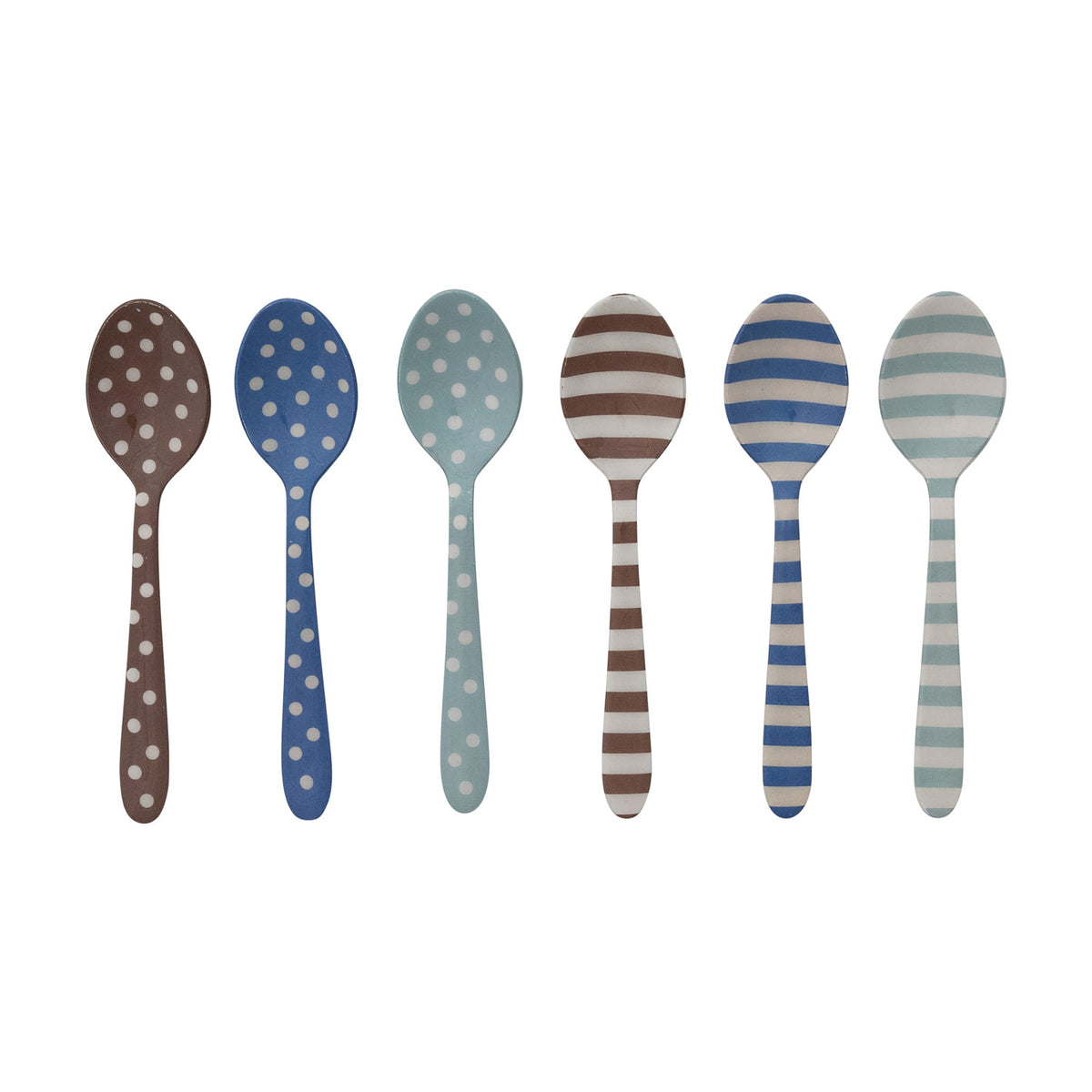 Enameled Stainless Steel Spoon with Stripes/Dots, 6 Styles