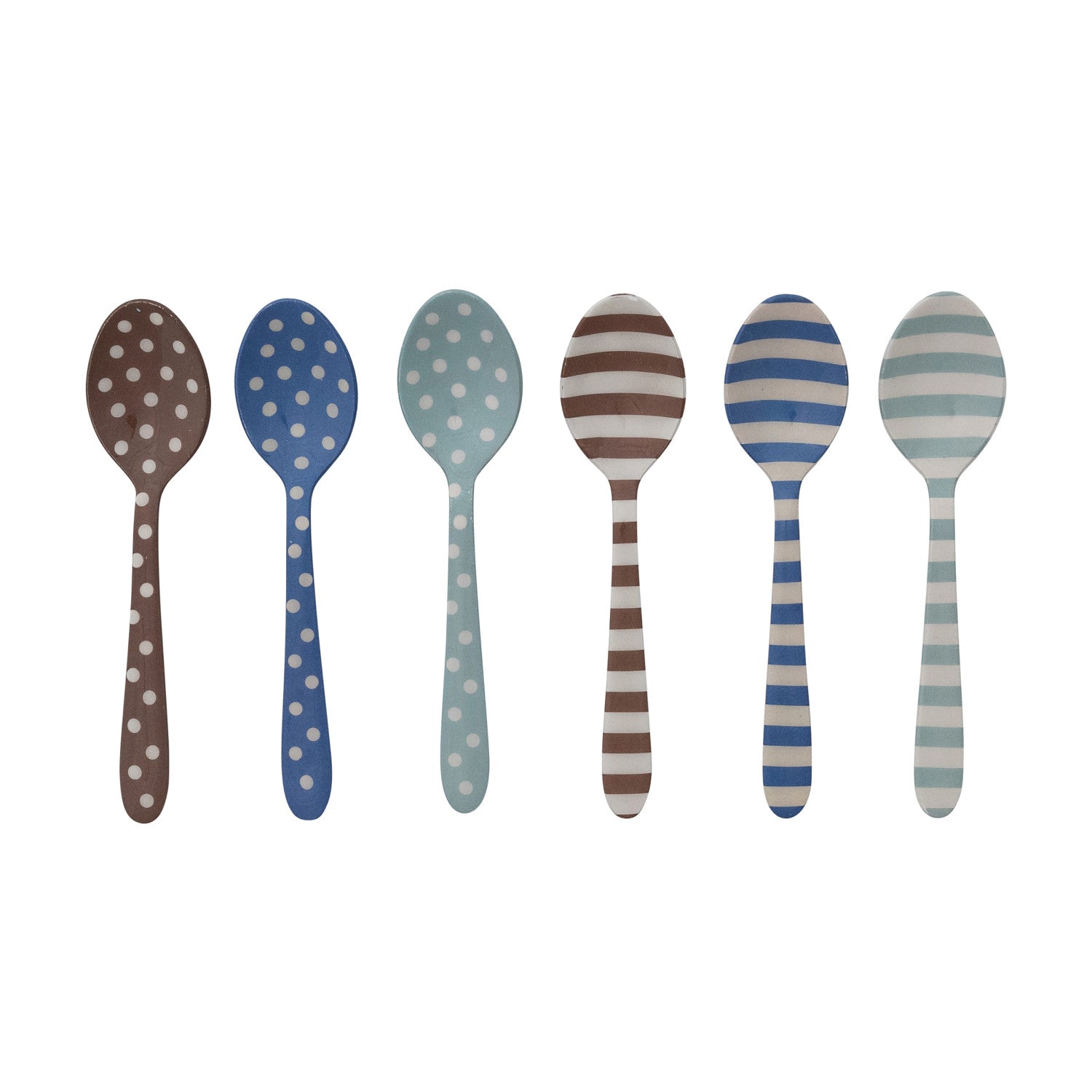 Enameled Stainless Steel Spoon with Stripes/Dots, 6 Styles