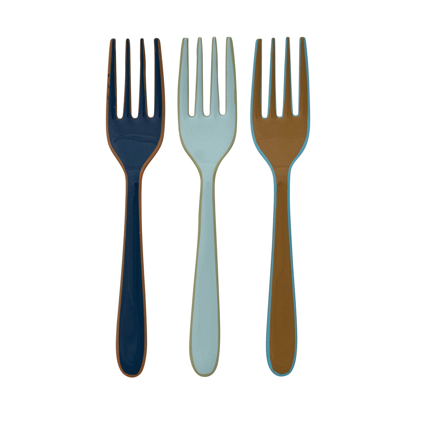Enameled Stainless Steel Fork with Colored Edge, 3 Colors