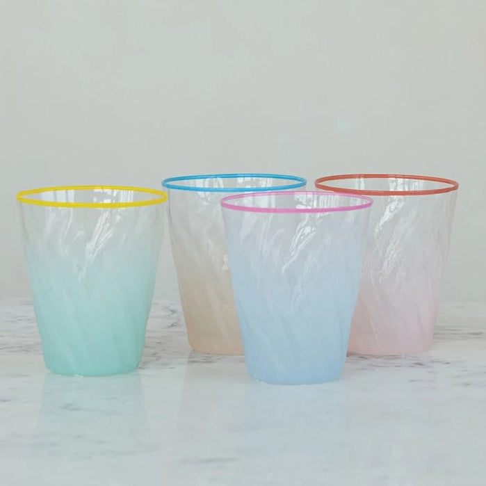 Twisted Drinking Glass with Colored Rim - The Preppy Bunny