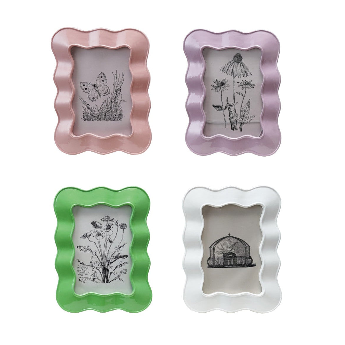 Resin Wavy Photo Frame, 4 Colors (4" x 6" Photo) (Hangs or Sits)