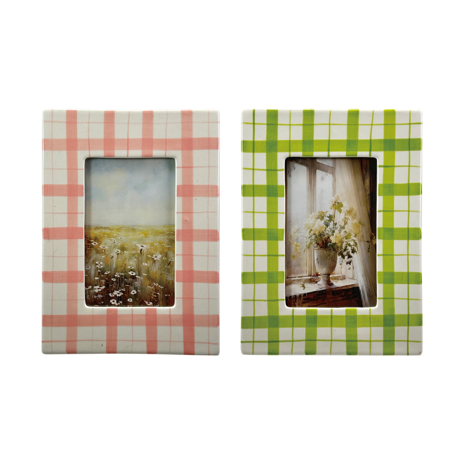 Hand-Painted Stoneware Photo Frame