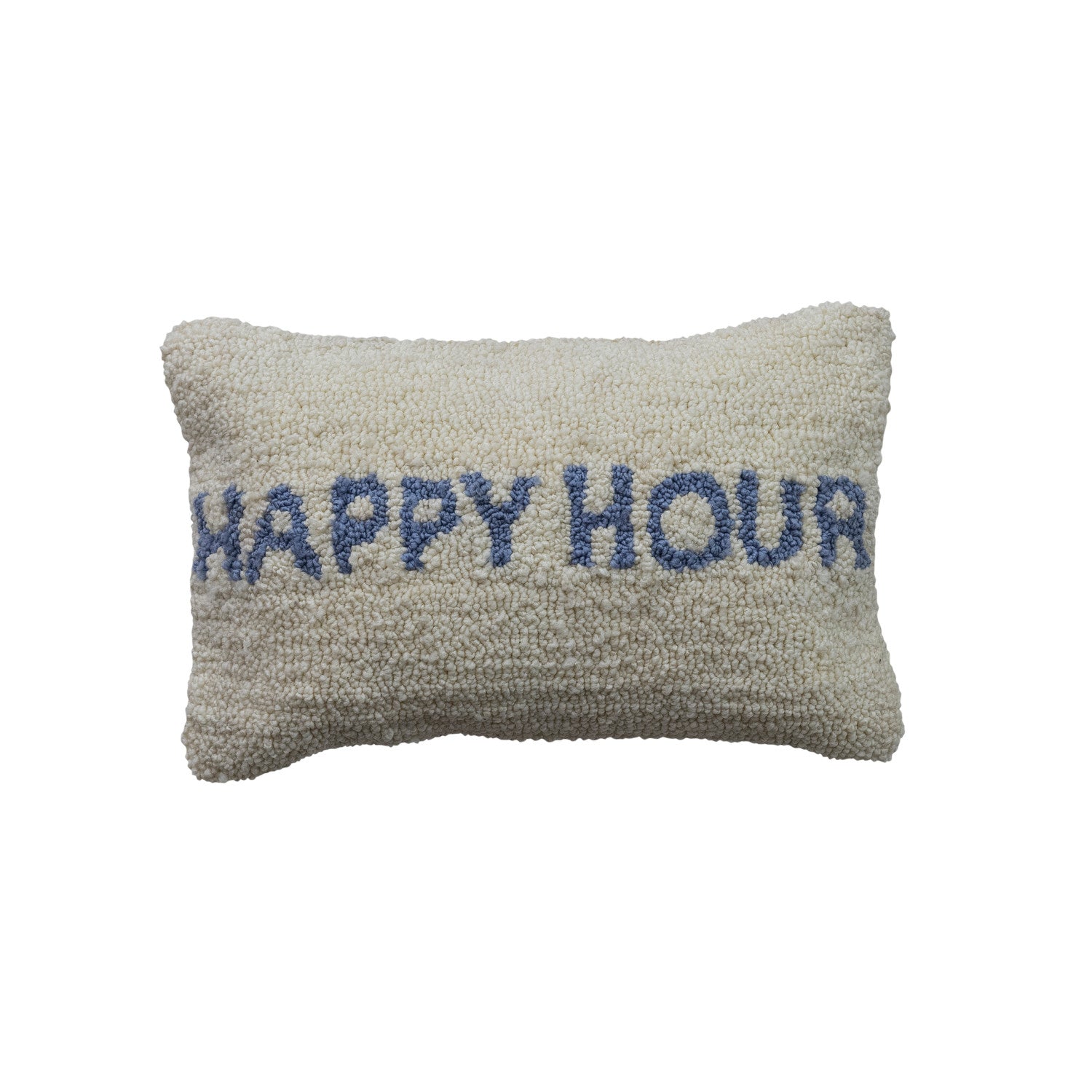 Cotton Tufted Lumbar Pillow "Happy Hour", Natural & Blue