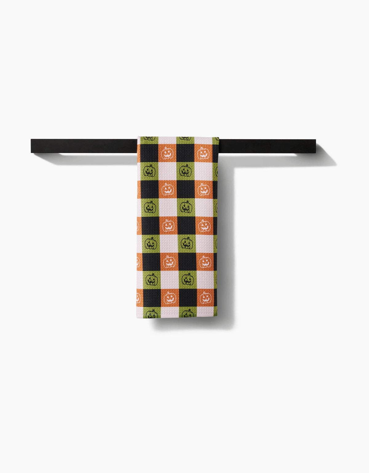 Jack-o-Lantern Checker Tea Towel by Geometry - The Preppy Bunny