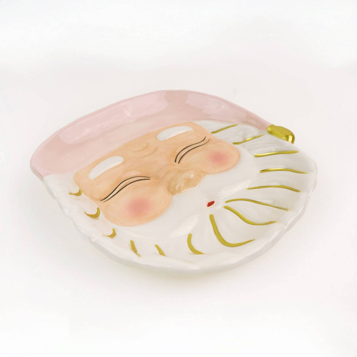 Pink Hat Santa Dessert Plate