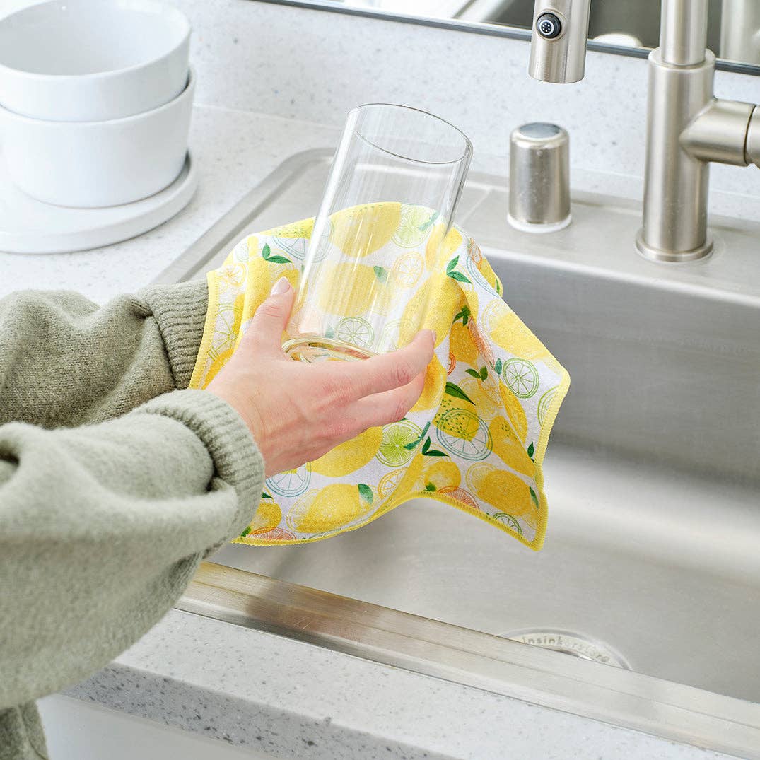 Lemon Plaid Microfiber Towel Set, All Surface Cleaning Cloth - The Preppy Bunny