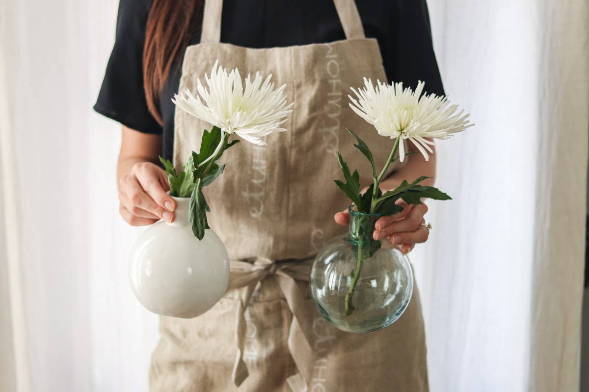 White Sphere Bud Vase