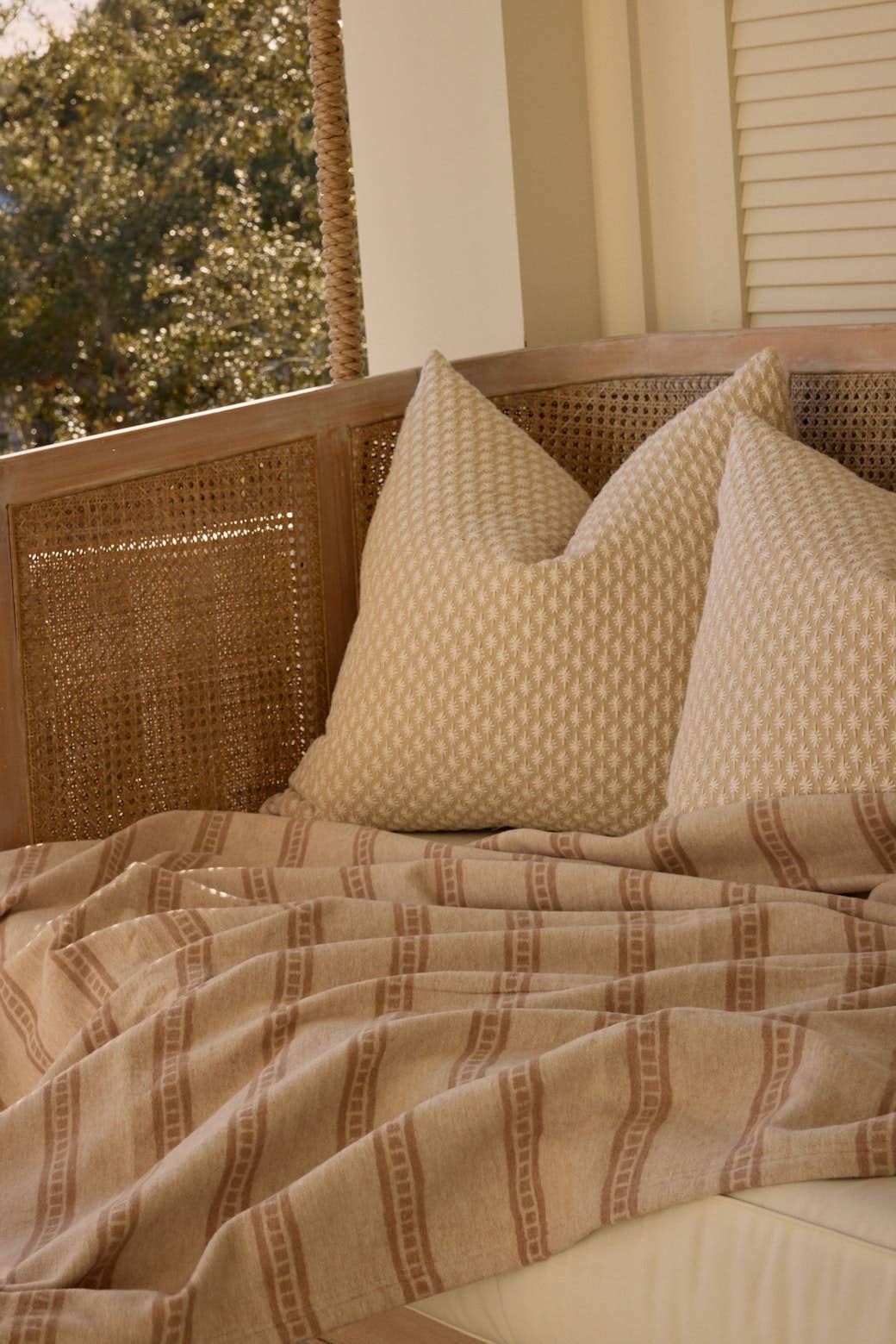 Tile Stripe Tan Lightweight Blanket by ChappyWrap