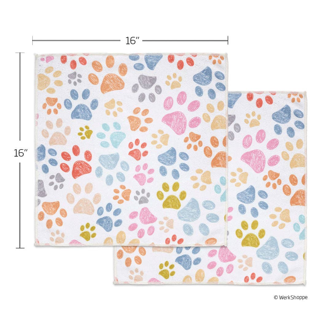Paw Prints Microfiber Dog Paw Towels, Ultra Absorbent - The Preppy Bunny
