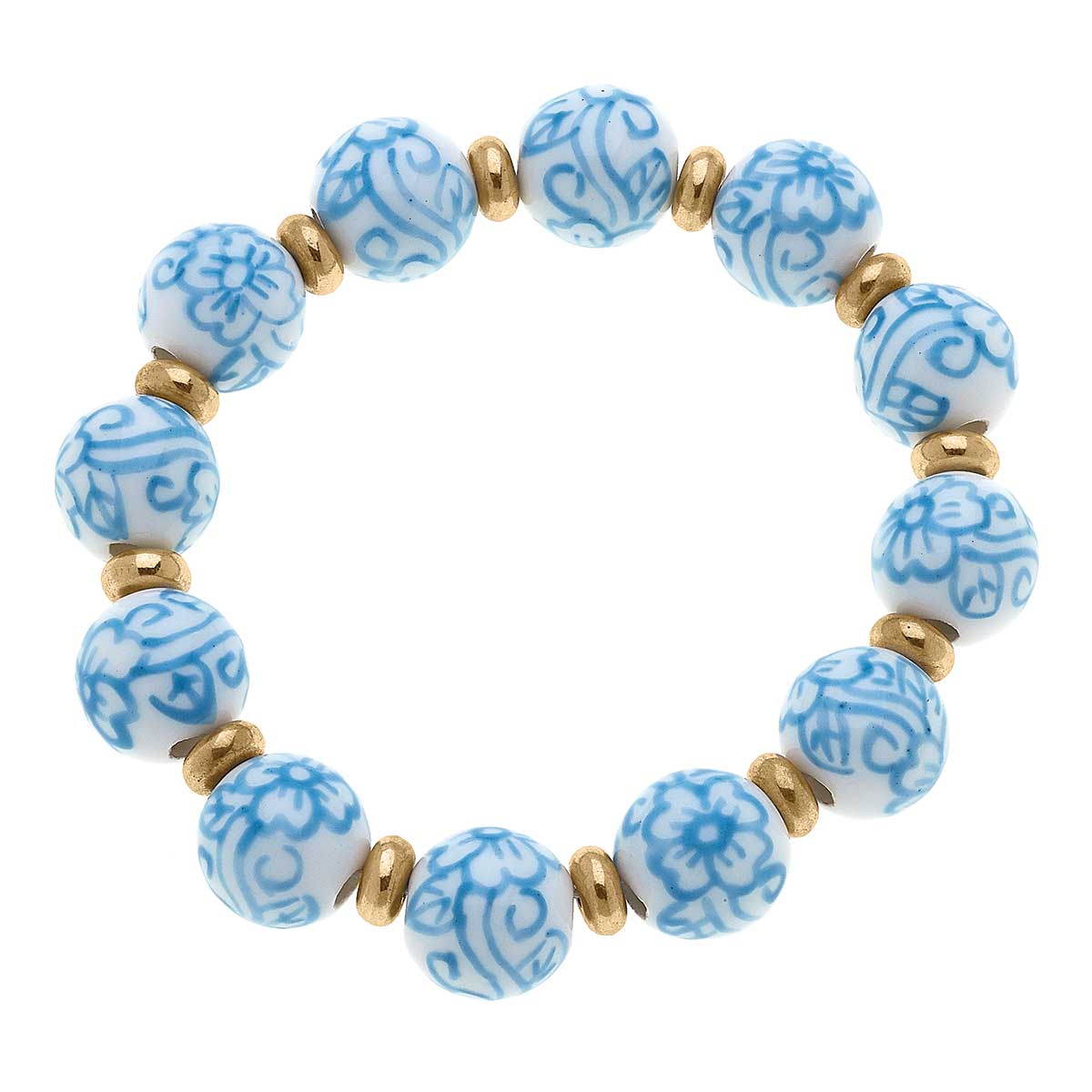 Brighton Porcelain Beaded Stretch Bracelet in Wedgwood Blue - The Preppy Bunny