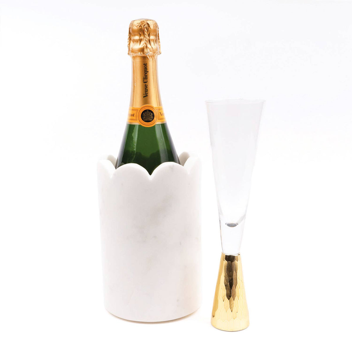 White Marble Scalloped Wine &amp; Champagne Chiller