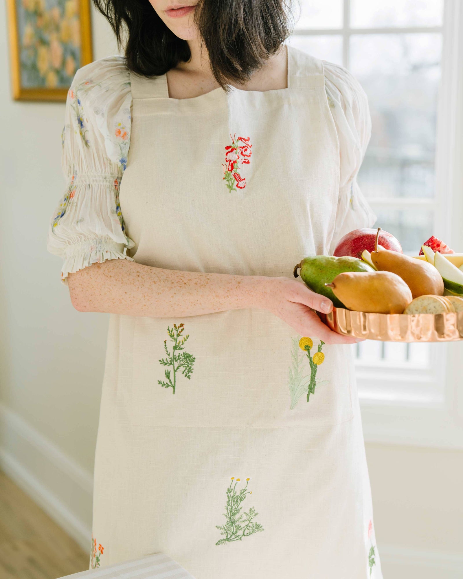 Botanical Embroidered Apron - The Preppy Bunny