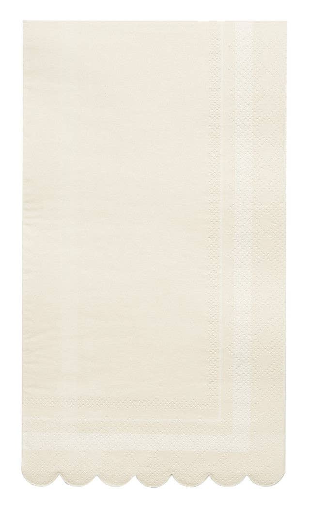 Guest Towel Scalloped Edge Cream/20pkg - The Preppy Bunny