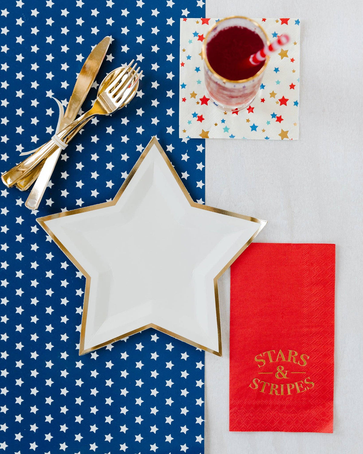 Gold Foiled Stars and Stripes Guest Towel Napkins - The Preppy Bunny
