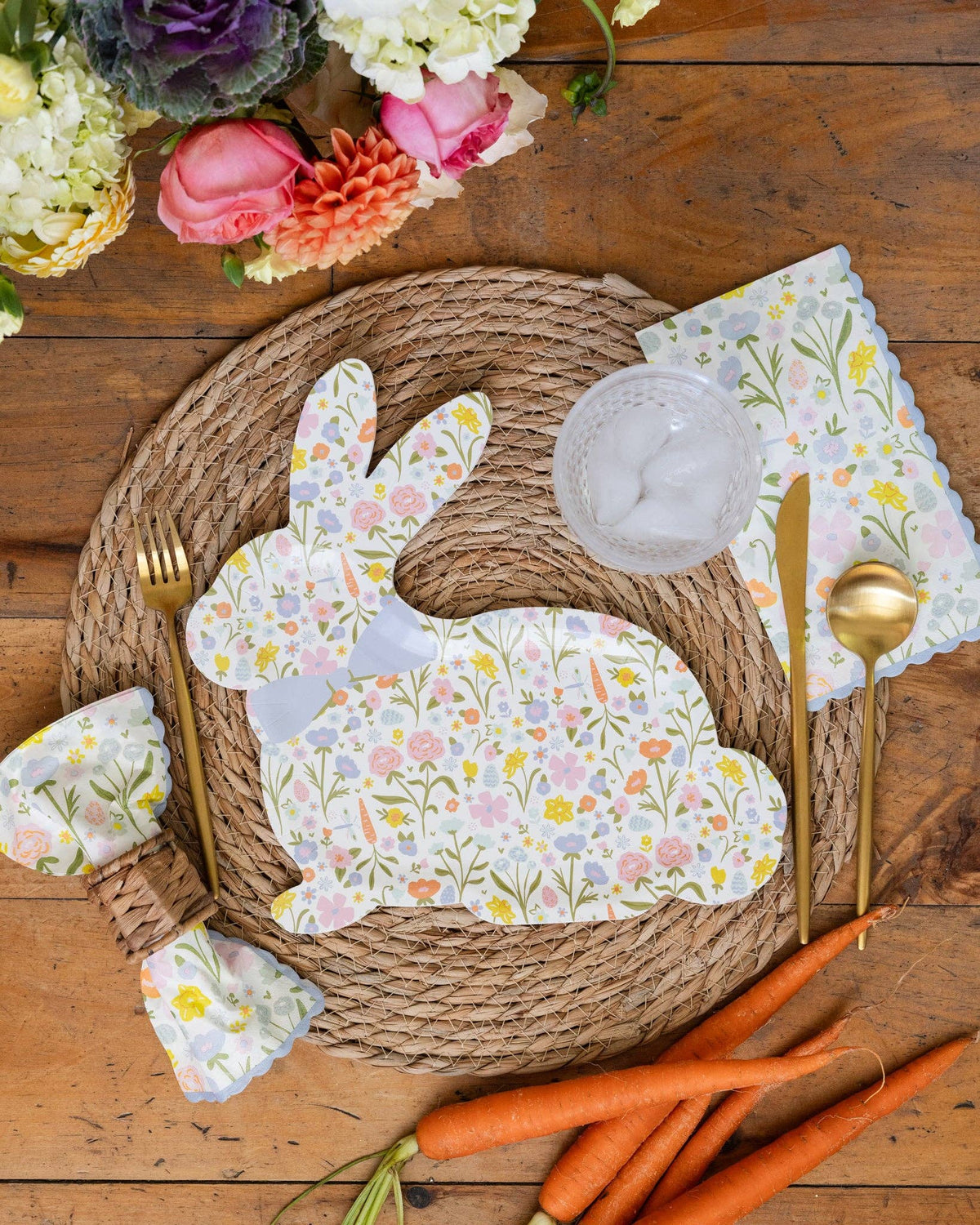 Floral Bunny Paper Plates - The Preppy Bunny