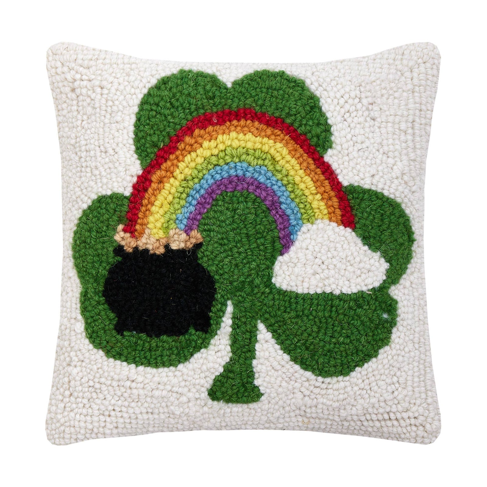 Shamrock W/Rainbow Hook Pillow - The Preppy Bunny