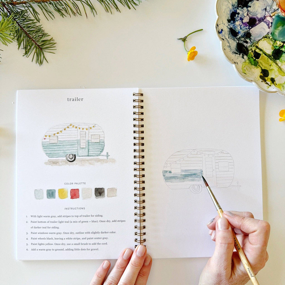 Camping watercolor workbook - The Preppy Bunny