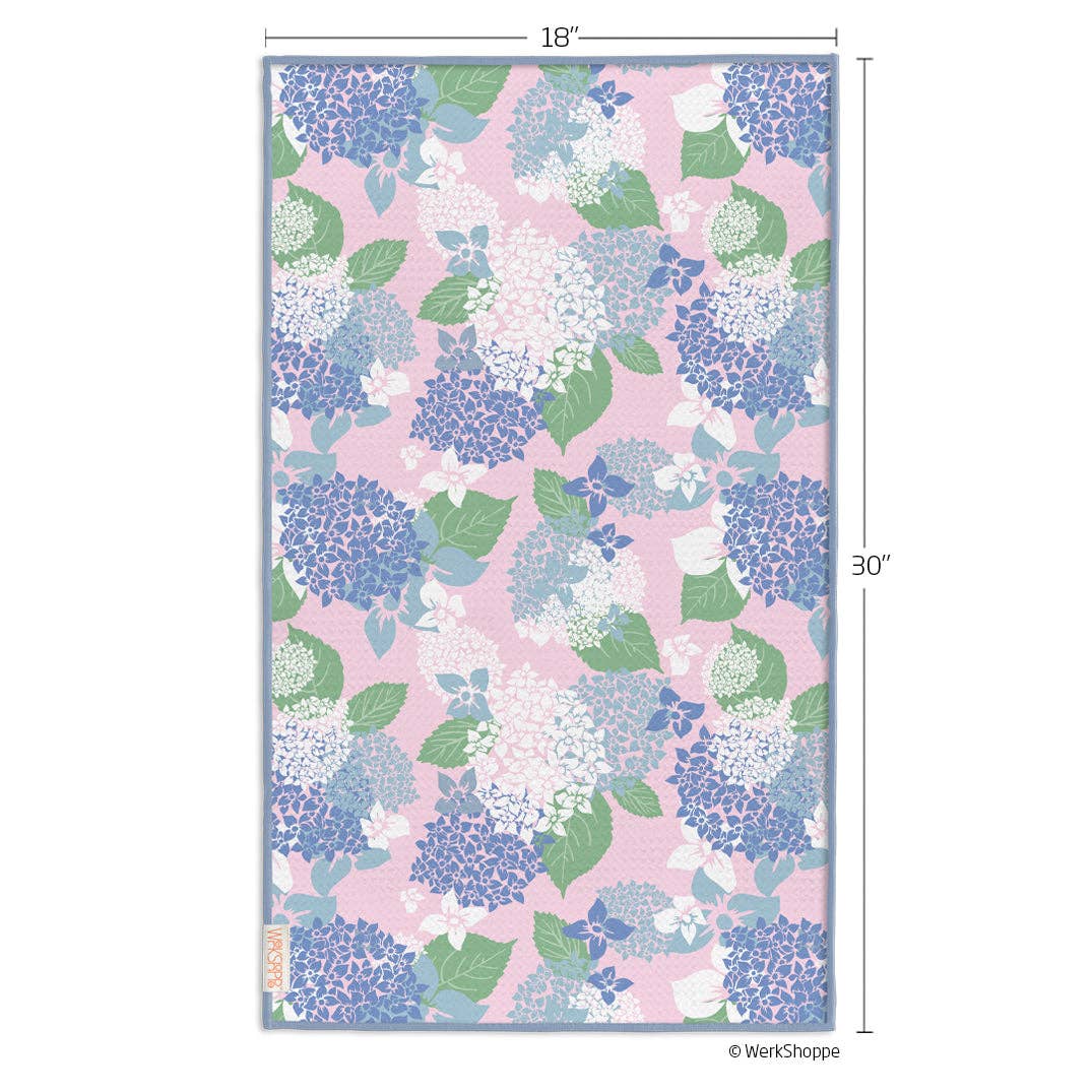 Hydrangea Tile Microfiber Towel - The Preppy Bunny