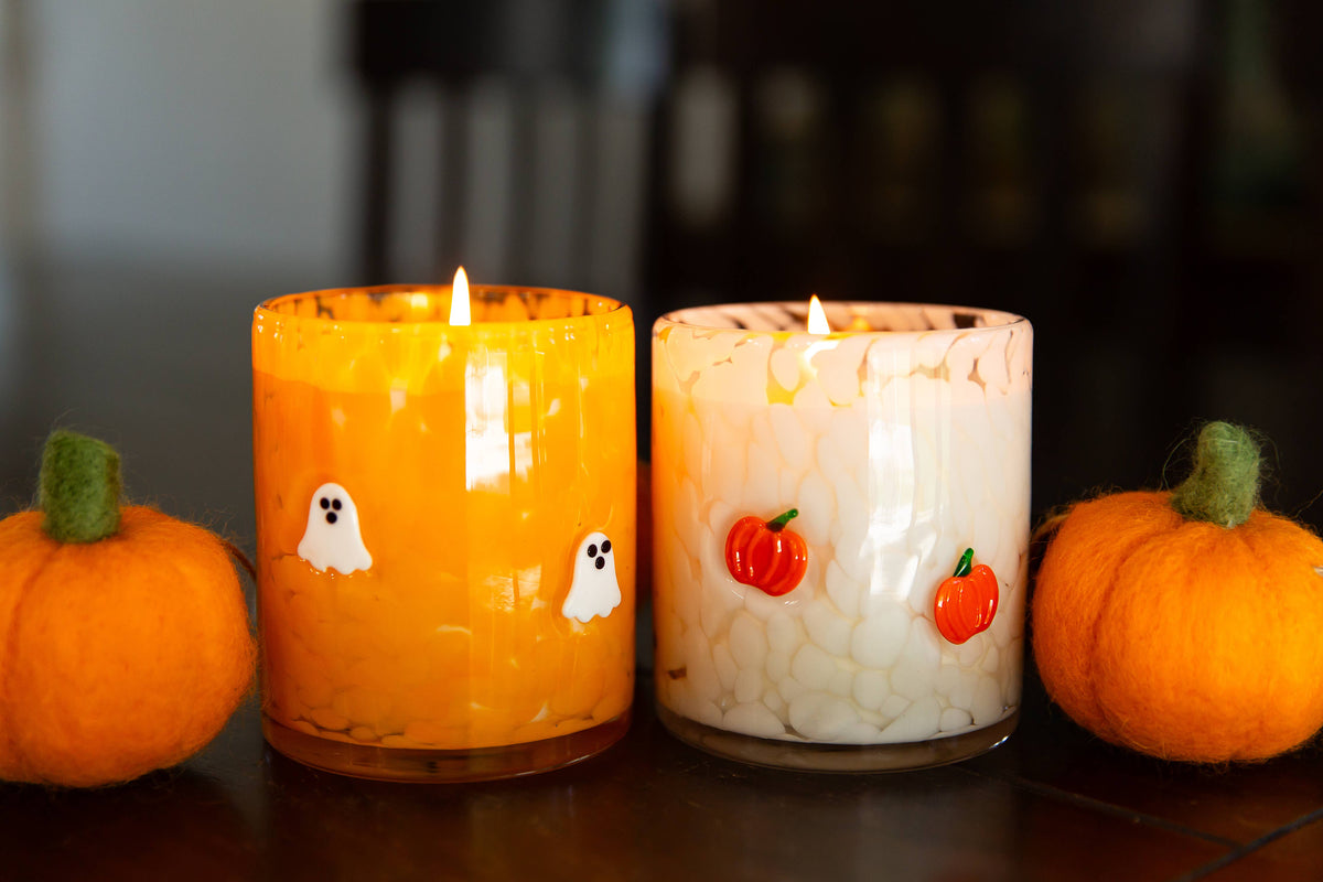 Candy Corn Ghost 12oz Icon Confetti Halloween Candle - The Preppy Bunny