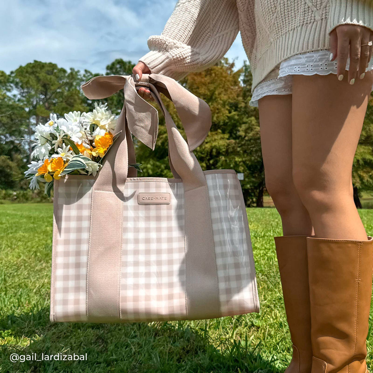 Case-Mate Latte Gingham Bow Jelly Tote Bag - The Preppy Bunny
