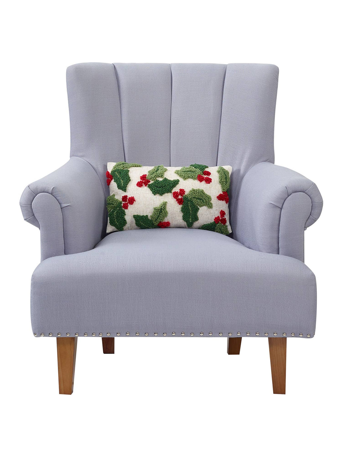 Holly w/Berries Tufted Pillow - The Preppy Bunny