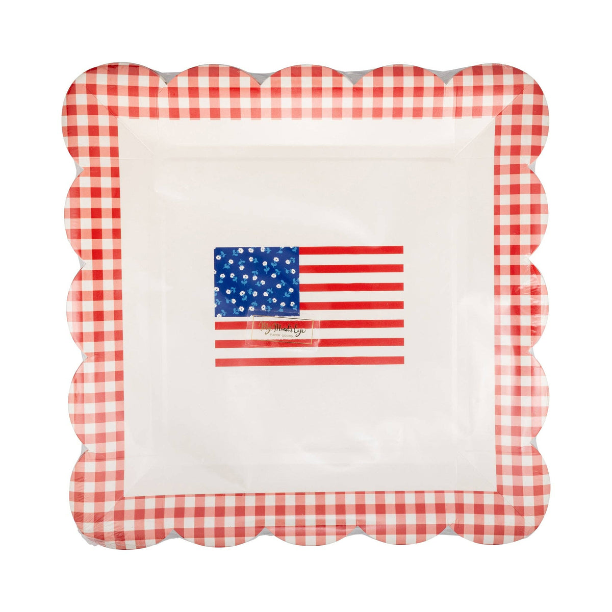 Gingham Flag Paper Plates - 10" - The Preppy Bunny