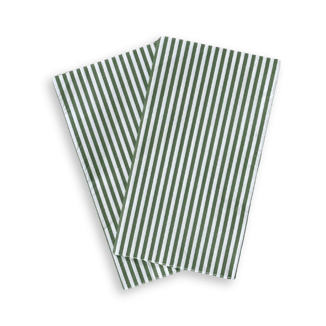 Green & White Candy Stripe Guest Napkins (24pcs) - The Preppy Bunny