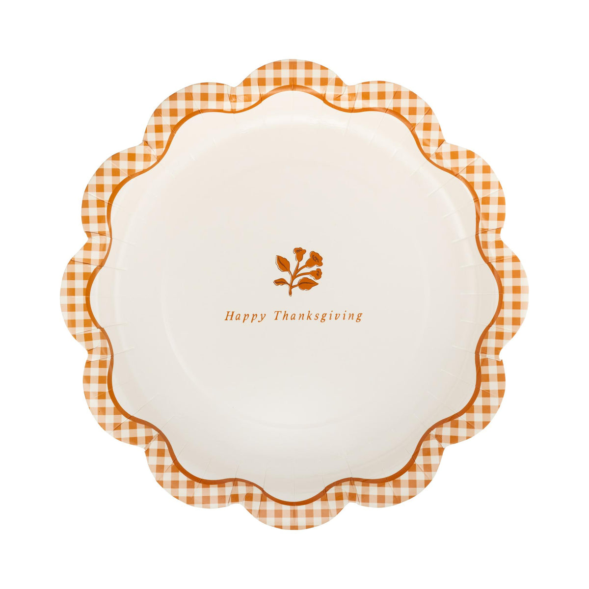 Gingham Happy Thanksgiving Paper Plates