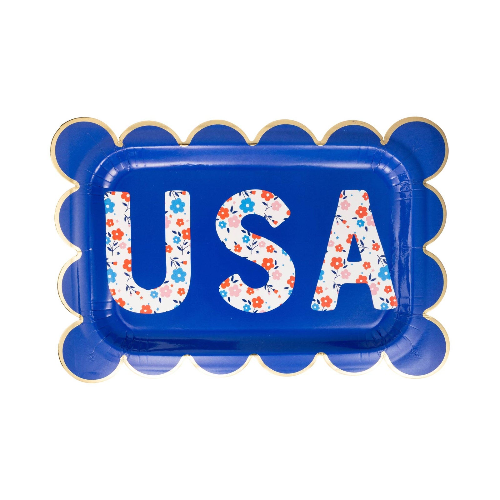 PLPL1047 - Floral USA Paper Plates (8 ct) - The Preppy Bunny
