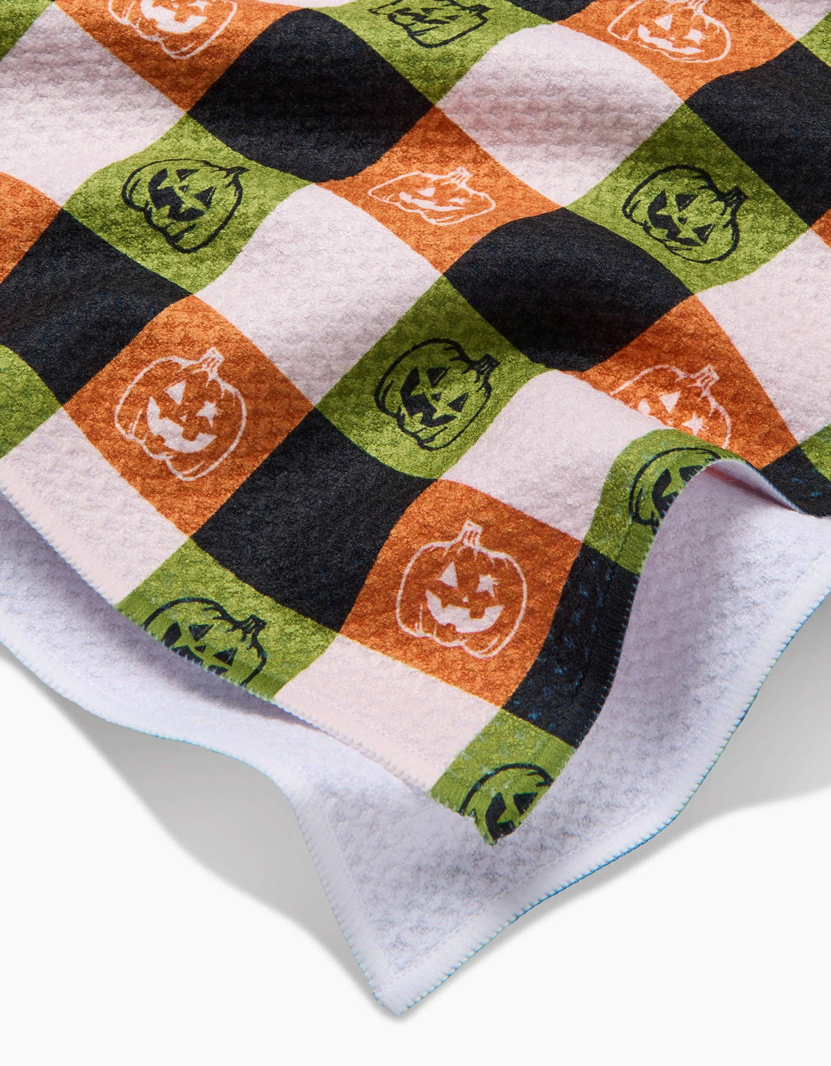 Jack-o-Lantern Checker Tea Towel by Geometry - The Preppy Bunny