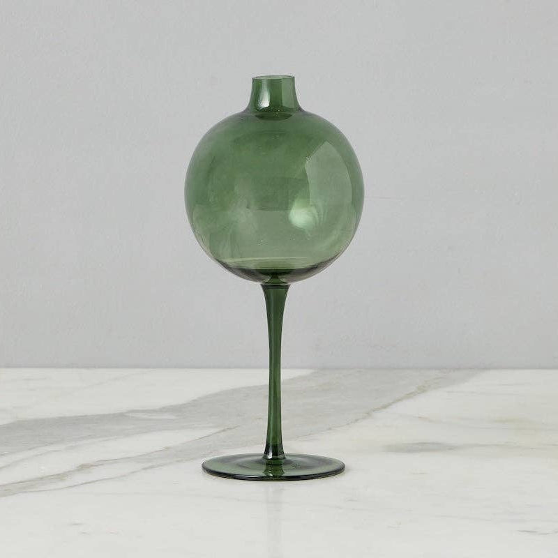 Spruce Green Wine Glass Shaped Flower Vase, Medium - The Preppy Bunny