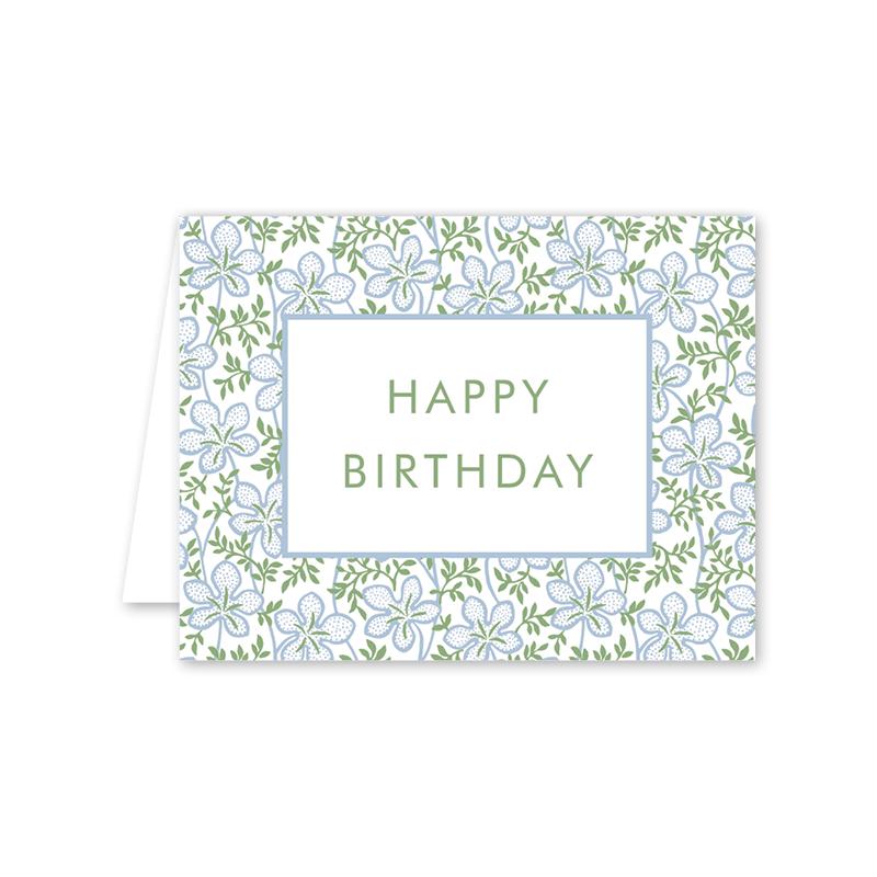 Blossom Blue Birthday Card - The Preppy Bunny