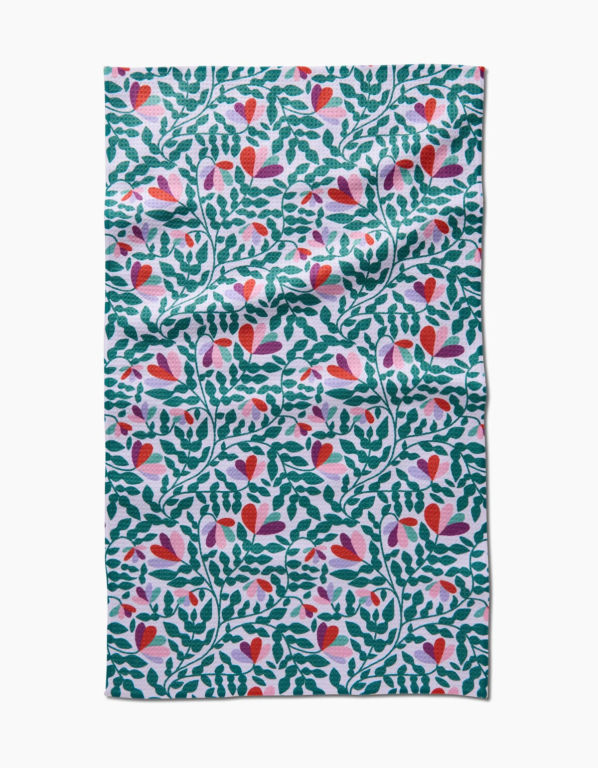 Spring Wavy Leaves Tea Towel by Geometry