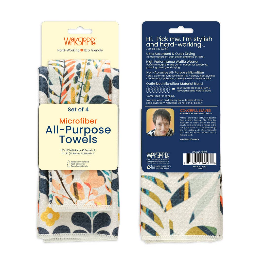 Colorful Leaves All Purpose Microfiber Towel Set - The Preppy Bunny