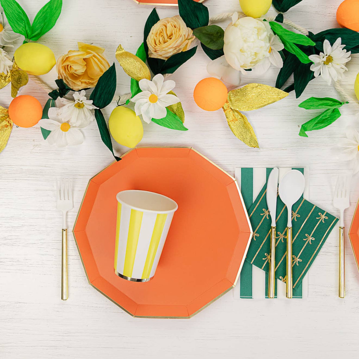 Orange Premium Paper Dinner Plates