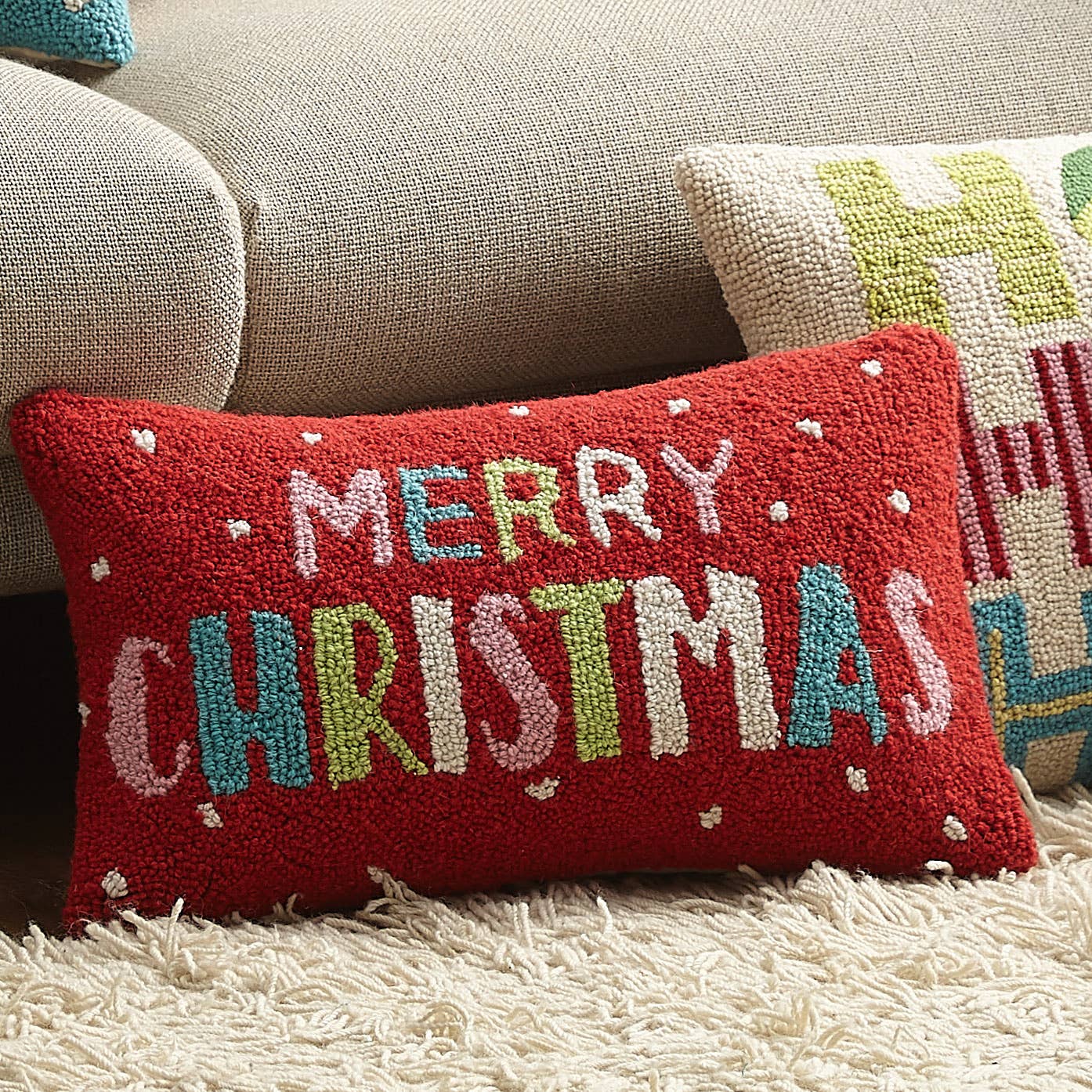 Merry Christmas Hook Pillow - The Preppy Bunny