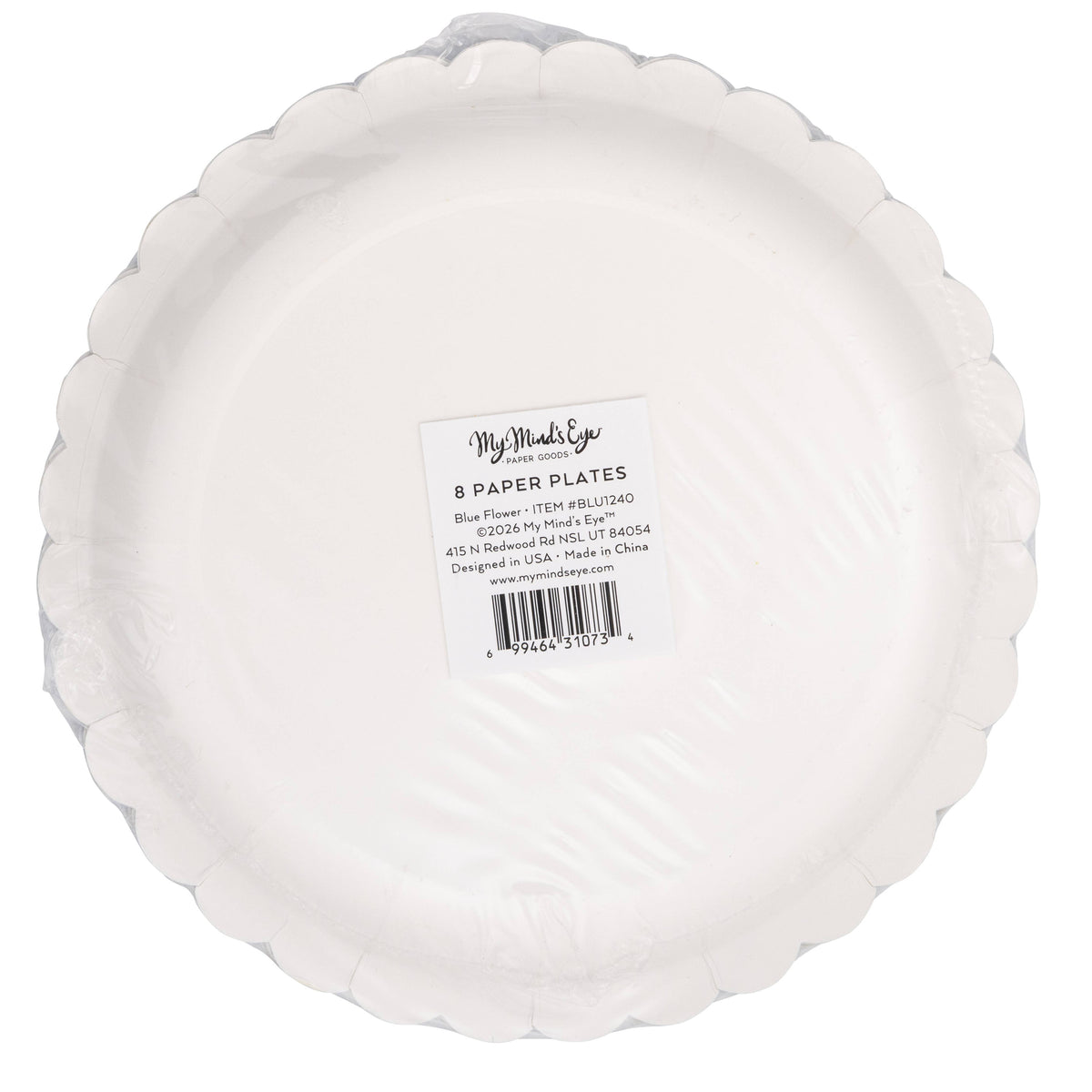 Round Blue Flower 8" Plates - The Preppy Bunny