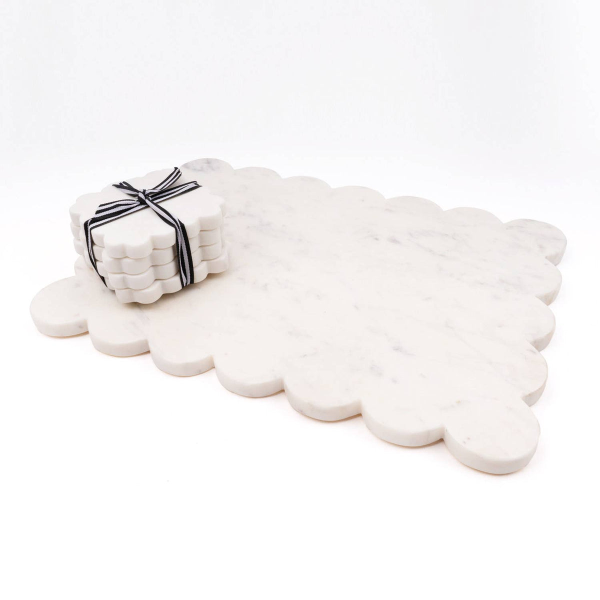 White Marble Scalloped Serving Board - The Preppy Bunny