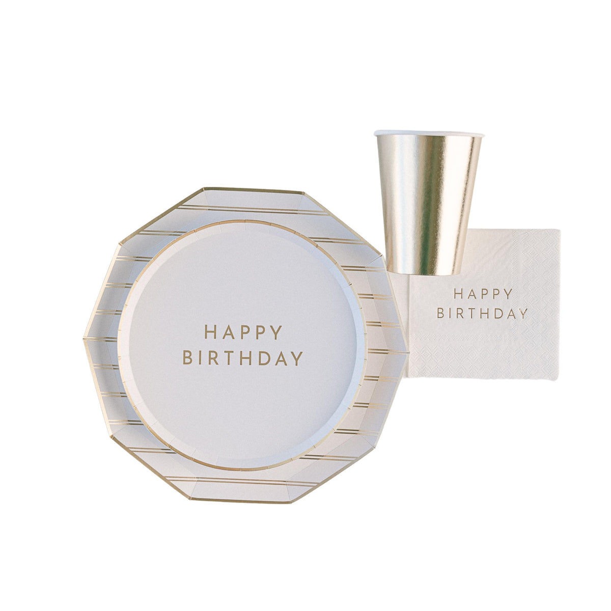 WHITE & GOLD SIGNATURE HAPPY BIRTHDAY COCKTAIL NAPKINS - The Preppy Bunny